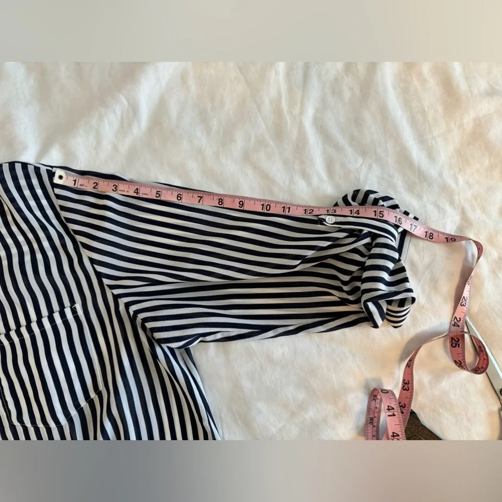 Chico’s Women’s White & Black Stripe Too w/ option 3/4 button strip ~ Size 3 - Picture 7 of 12